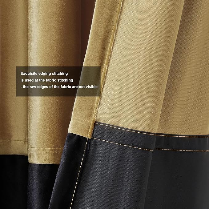 BULBUL Modern Gold Black Velvet Curtains Luxury 108 inch - Image 3