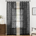 Bujasso Black Lace Pinch Pleat Curtains 108 inch, Gothic Vintage Floral Sheer by Bujasso