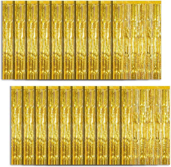 20 Pack Foil Curtain Backdrop Gold Metallic Tinsel Foil Fringe Curtains Photo by KEJ