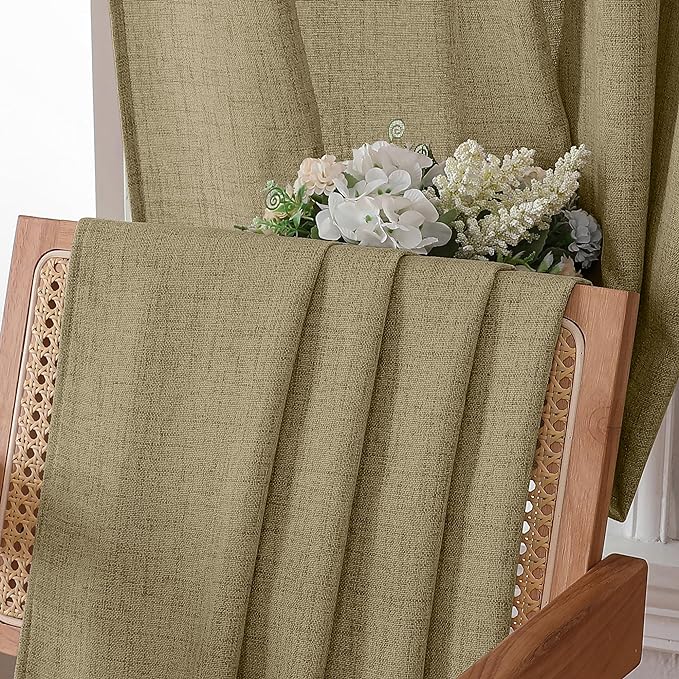 Tollpiz Linen Tier Curtain Rod Pocket Semi Sheer Half Kitchen Curtains Burlap - Image 6