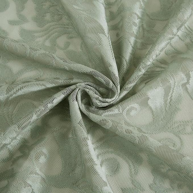 Bujasso Sage Green Lace Pinch Pleat Curtains 63 inch, Vintage Floral Sheer - Image 6