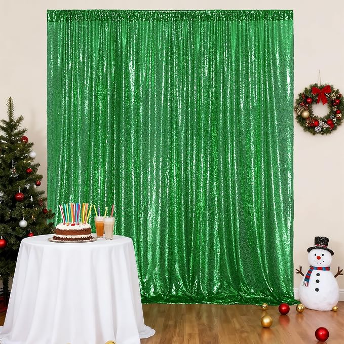 Poise3EHome 8FT x 10FT Green Sequin Photography Backdrop Curtain - Image 6