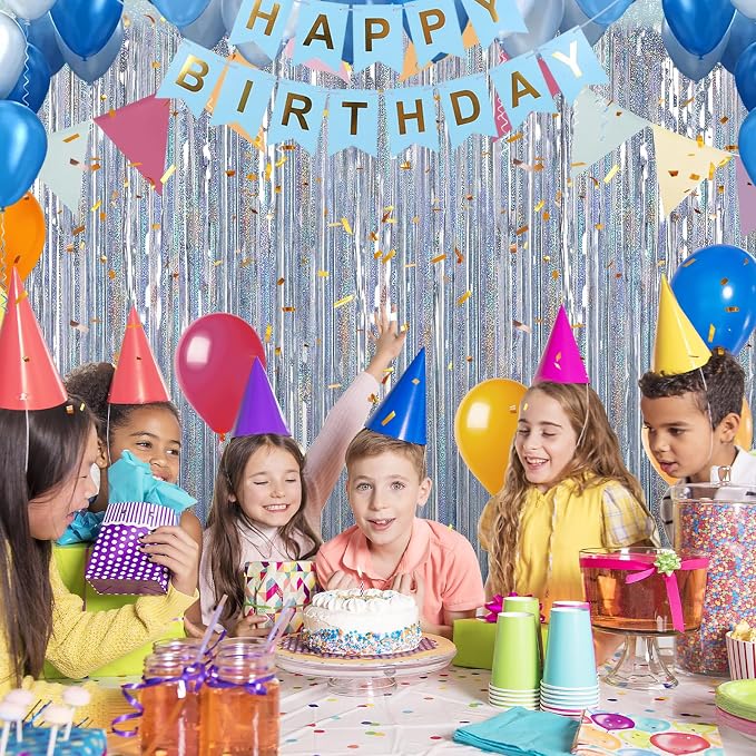 7 Pack 3.3 x 9.9 ft Holographic Silver Tinsel Streamers Party Decorations | - Image 4