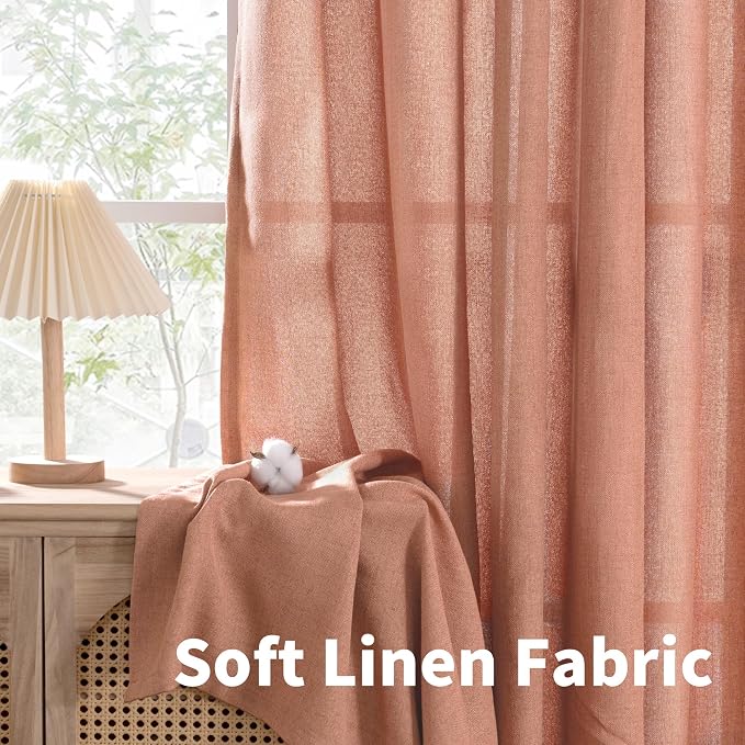 YoungsTex Terracotta Linen Curtains 48 Inch Length - Image 6