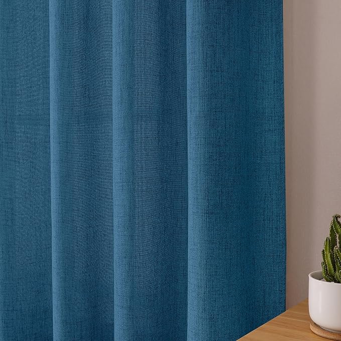Tollpiz Linen Curtains Living Room Rod Pocket Semi Sheer Curtain Burlap Light - Image 8