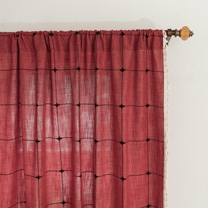 Sutuo Home Boho Curtain for Bedroom 84 Inch Length, Linen Light Filtering - Image 3