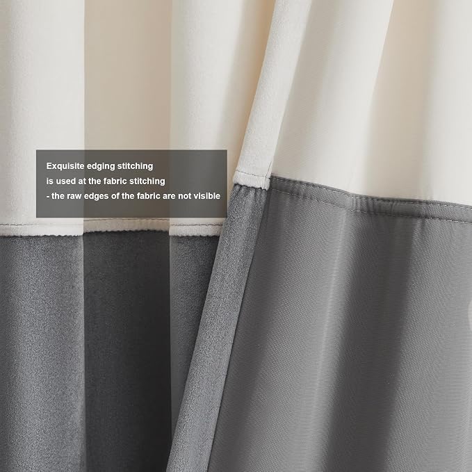 BULBUL Cream Ivory Gray 90 inches Velvet Curtains - Image 3