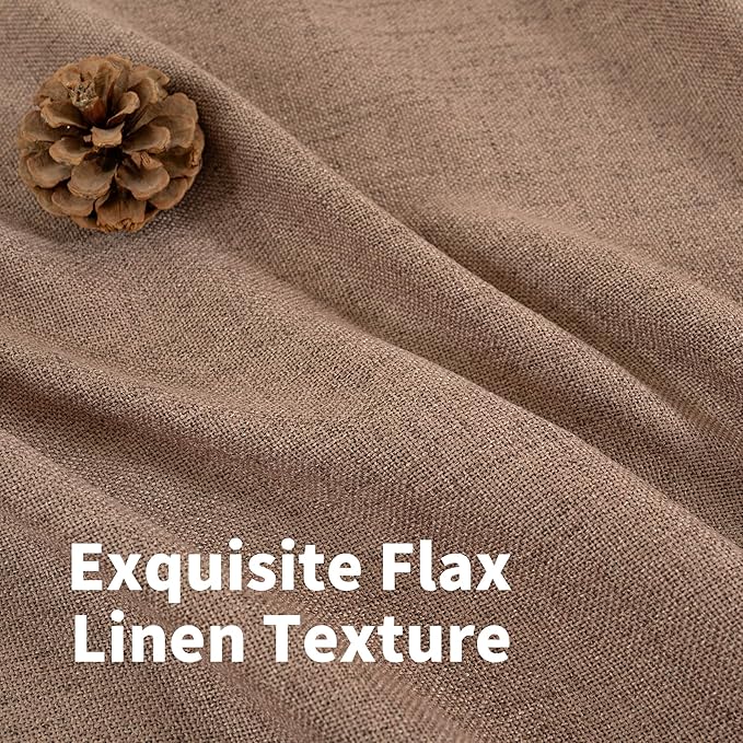 YoungsTex 63 Inch Length Mocha Brown Linen Curtains - Image 4