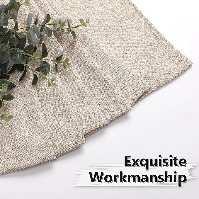 Tollpiz Linen Curtains Living Room Rod Pocket Semi Sheer Curtain Burlap Light - Image 7