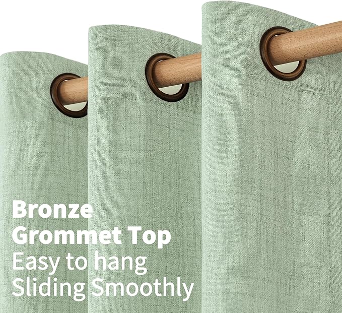 YoungsTex Sage Green Linen Curtains 45 Inches Length - Image 6