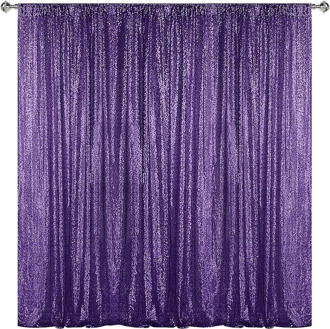 Sugargirl Purple Sequin Backdrop Curtain 7FTx7FT Glitter Purple Background by Sugargirl