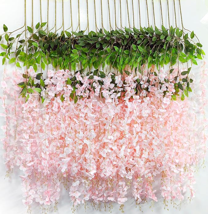 Wisteria Hanging Flowers 12 Pack Artificial Flowers Fake Wisteria Vine Rattan - Image 7