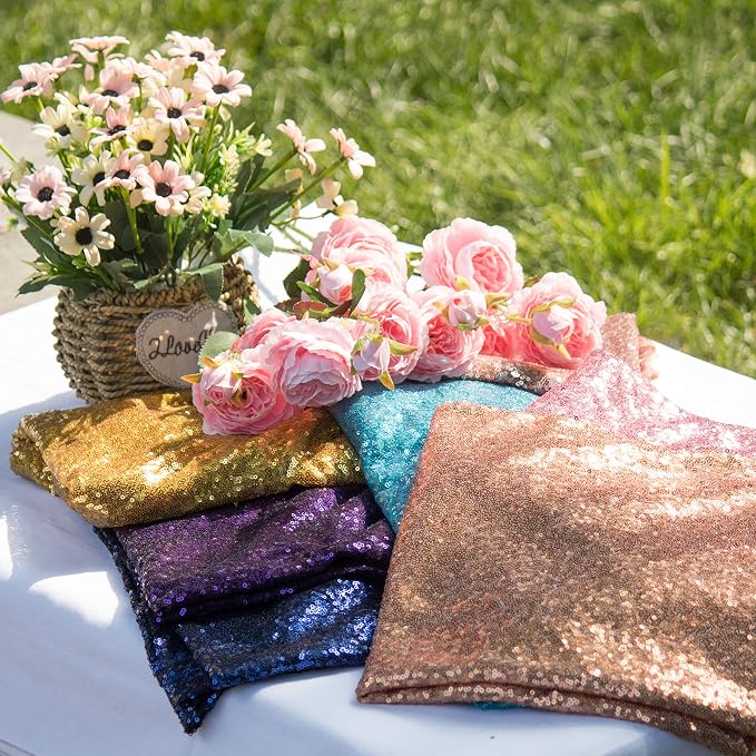 JYFLZQ Champagne Sequin Backdrop Curtains 8ft x 8ft 1 Panel Glitter Photo Booth - Image 8
