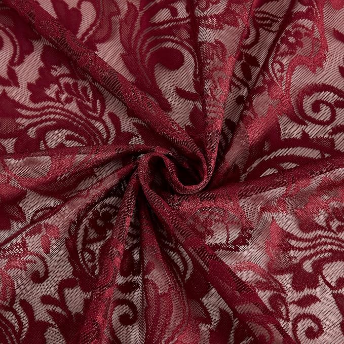 Bujasso Burgundy Red Lace Sheer Curtains - Image 5