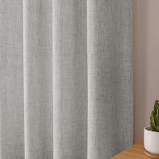 Tollpiz Short Linen Tier Curtains Rod Pocket Semi Sheer Half Kitchen Curtain - Image 8