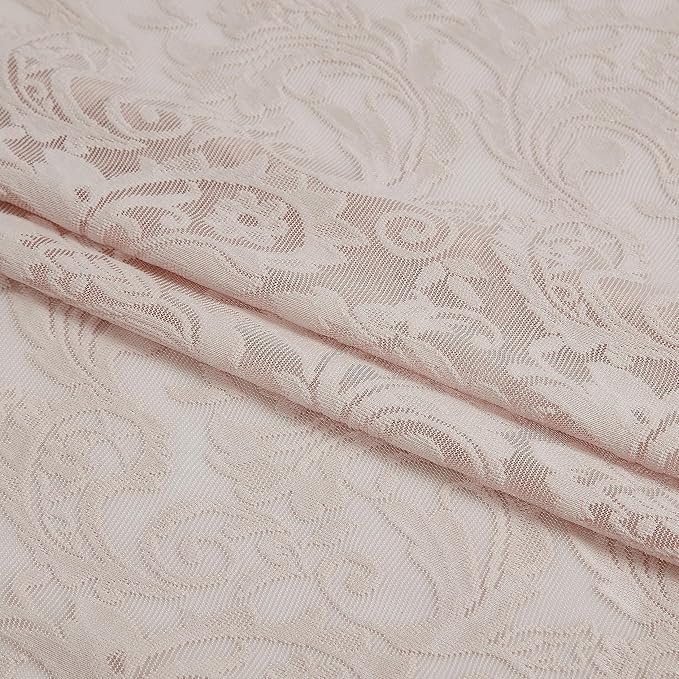 Bujasso Pink Sheer Lace Curtains 54 inch Victorian Short Curtain Panels - Image 2