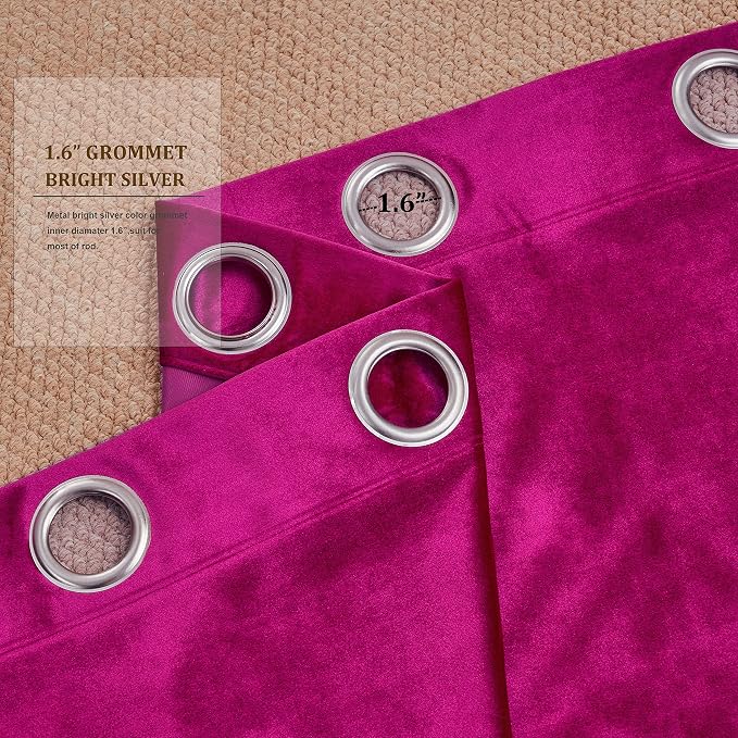 Hot Pink Velvet Blackout Curtains 120 inch - Image 3